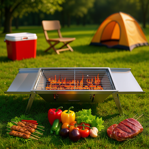 Parrilla Portátil Plegable de Acero Inoxidable para Barbacoa, Equipo de Asado para Exteriores y Campamentos, Ideal para Fiestas en el Patio - Product Image 2
