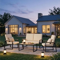 Ensemble de canapés de jardin modernes avec coussins imperméables, design décontracté, style KD, ensemble de canapés de patio, livraison directe d'usine