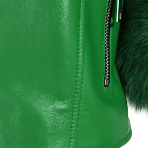 2022 nuovo Design di lusso primavera autunno signore stile personalizzato vera pelliccia di volpe maniche <span class=keywords><strong>donna</strong></span> 100% giacca in vera <span class=keywords><strong>pelle</strong></span> <span class=keywords><strong>moto</strong></span> - Product Image 6