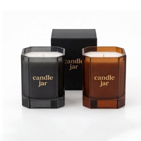 Bocaux à bougies en verre carrés colorés à marque privée avec boîte cadeau – Récipients de luxe pour bougies