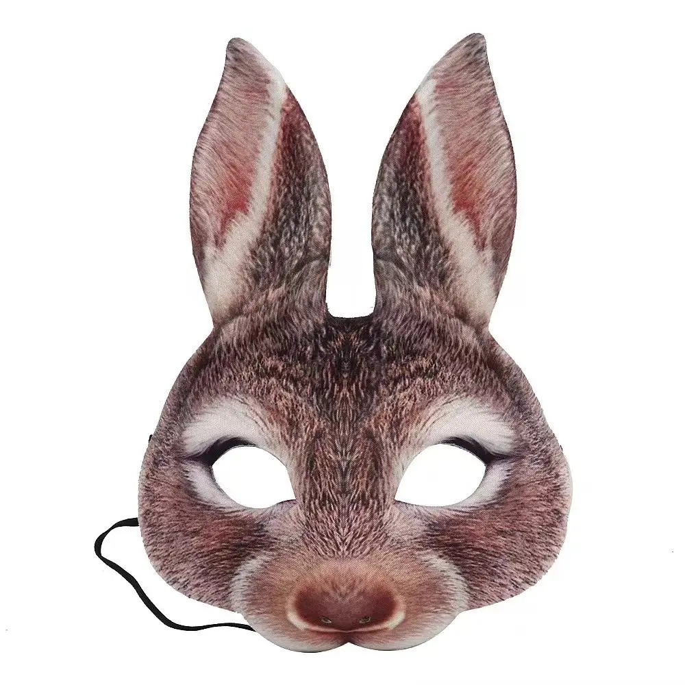 Máscara de coelho assustador para adultos e crianças, vestido fantasia de carnaval de Halloween, máscara de animal realista para festa cosplay