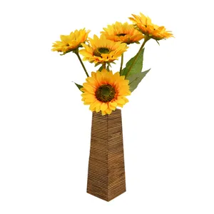 Bunga matahari buatan warna Flamboyant asli terlaris untuk dekorasi vas rumah ruang tamu