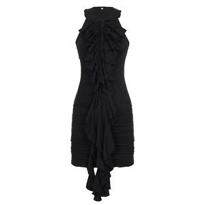 Elegante Vestido de Color Sólido con Volantes y Aberturas – Ropa Casual Sofisticada y Chic para Mujer para Fiestas - Product Image 6