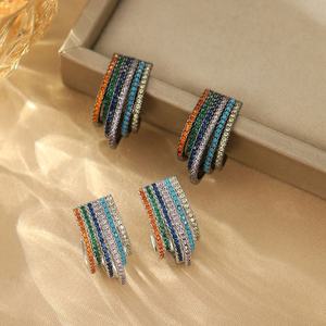 Boucles d'oreilles clous géométriques rétro tendance en cuivre et argent S925 avec zircon, creuses noires, pour femmes européennes et américaines - Product Image 4