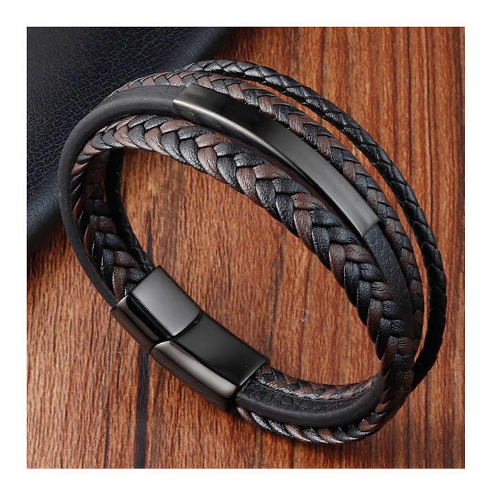 Yunse New Arrival Fashion Woven Genuine Leather Bracelets Magnetic
