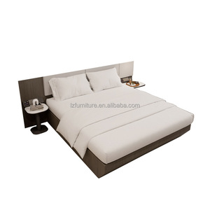 Lit simple d'hôtel pas cher, directement de l'usine, sur mesure, taille double ou complète, avec sommier en panneaux de contreplaqué et tête de lit souple, et ensemble de draps - Product Image 4
