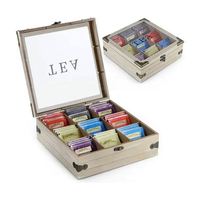 Boîte de rangement pour sachets de thé en bois d'acacia, boîte de rangement pour thé en bois, porte-bougie, présentoir pour café, maison, cuisine