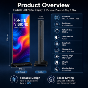 Pantalla LED Tipo Póster Plegable de Empalme Continuo de Alta Definición con Función de Visualización de Animaciones y Gráficos Clasificación IP65 SDK Incluido - Product Image 3