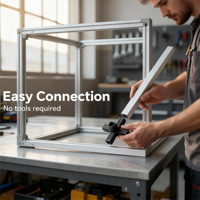 Connecteur de Tuyau Carré en Plastique 20x20mm 25x25mm, Raccord Multi-voies pour Tuyau Carré, Connecteur d'Angle pour Tube Carré Blanc Noir