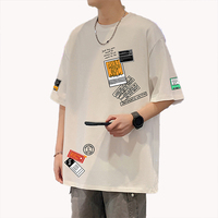T-shirt à manches courtes en coton pur imprimé personnalisé pour homme, nouveau style 2026, ample, tendance, marque