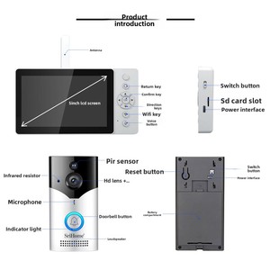 4MP HD CMOS năng lượng mặt trời thông minh chuông cửa máy ảnh thẻ nhớ IP65 không thấm nước không dây trong nhà không có hệ thống dây điện chi phí 120 góc nhìn H.265 - Product Image 3