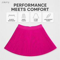Jupe de tennis plissée pour femme, taille élastique, mini-jupe en tissu extensible et lisse, polyester et élasthanne, rose, pour le sport en plein air