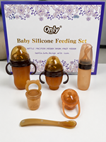 Ensemble d'alimentation pour bébé en silicone de qualité alimentaire, 6 pièces, avec poignée, biberon pour bébé