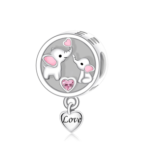 Abalorios Pan Charms <span class=keywords><strong>de</strong></span> Plata Bicolor, con diseño <span class=keywords><strong>de</strong></span> Elefante Madre e Hijo 'Never Forget', compatibles con pulseras originales, joyería Berluque, Nuevo - Product Image 3