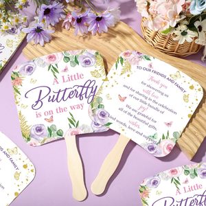 Una piccola farfalla sul tema ventole manico in legno ventaglio A mano A doppia faccia per gli ospiti festa bomboniere forniture Baby Shower bomboniere - Product Image 3
