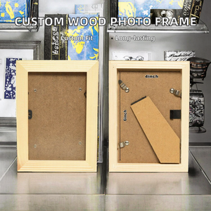 Cadre photo rectangulaire en bois poli, vente chaude, artisanat en bois personnalisé, bricolage, affichage de photos pour la fête des pères, décoration de la maison - Product Image 2