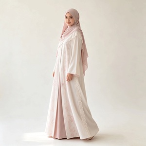 Set Abaya Crema <span class=keywords><strong>per</strong></span> Donne, <span class=keywords><strong>Due</strong></span> Look, Abbigliamento Modesto Musulmano Islamico, Lunghezza a Terra - Product Image 1