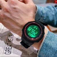 Jam tangan olahraga Digital pria, muka besar tahan air jam tangan untuk pria dengan Stopwatch LED lampu belakang