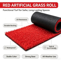 Gazon synthétique rouge artificiel de 20 mm en gros d'usine pour aire de jeux et jardin d'enfants