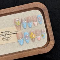 Uñas postizas de moda al por mayor, pre-diseñadas, acrílicas, de cobertura completa, cuadradas, para dedos de manos y pies, con pegamento, suministros OEM, logotipo personalizado, uñas postizas.
