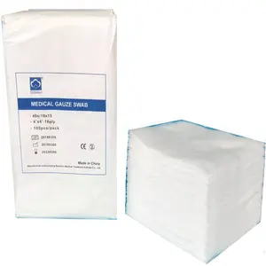 Wholesale natural cotton Medical Grade 40s 19*15 4x4 16ply Absorbent Sterile Medical Gauze Swabs