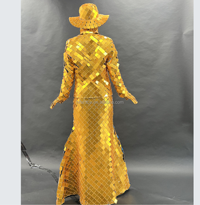 Traje <span class=keywords><strong>de</strong></span> Espejo Personalizado <span class=keywords><strong>para</strong></span> <span class=keywords><strong>Mujer</strong></span>, Traje <span class=keywords><strong>de</strong></span> Baile Sexy Dorado y Plateado con Top, Sombrero y Falda <span class=keywords><strong>para</strong></span> Espectáculo <span class=keywords><strong>de</strong></span> Danza, <span class=keywords><strong>para</strong></span> Adultos - Product Image 5