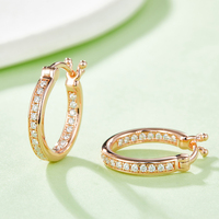 Boucles d'oreilles créoles en argent sterling 925 avec moissanite taille ronde pour femme, style Huggie éternité, couleur D, moissanite VVS1, boucles d'oreilles diamant