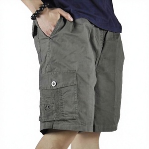Shorts Bermuda en toile respirante pour homme, 100 % coton, écologiques, couleur unie, taille mi-haute avec cordon élastique, décontractés - Product Image 1