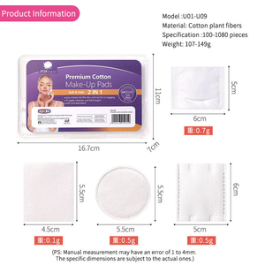 LMLTOP UUKKG Grandes Tailles en Gros, Tampons de <span class=keywords><strong>Coton</strong></span> Carrés, Tampons Démaquillants pour le Soin du Visage et de la Peau, Nettoyage des Yeux U01-U09 - Product Image 4