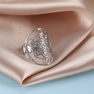 Anillo de Acero Inoxidable con Sello de Ángel Arcángel Metatrón, Los Secretos del Jardín de los Cabalistas, Anillos Geométricos de Salomón para Mujer - Product Image 5