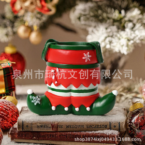 Christmas <b>Stocking</b> Pen <b>Holder</b> Resin Desk Ornament Santa Claus Design For Office Or Home Decoration - Product Image 2
