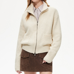 Wisrise <span class=keywords><strong>Cardigan</strong></span> Invernale da <span class=keywords><strong>Donna</strong></span> Personalizzato OEM & ODM, Stile Casual e Chic, Collo Alto, Zip, Maglione Lavorato a Maglia Vestibilità Comoda - Product Image 5