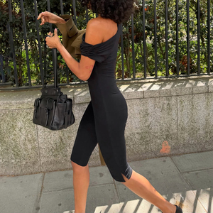 Mono de punto elástico transpirable sin mangas de color liso con cintura alta ajustado para mujer, ideal para el verano 2026 - Venta al por mayor - Product Image 3