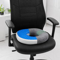 Coussin de siège en gel rafraîchissant avec creux de soulagement du coccyx, oreiller annulaire en mousse à mémoire de forme pour les douleurs hémorroïdaires et du coccyx dues à une assise prolongée