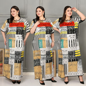 Stile europeo e americano 2022 estate abbigliamento donna manica corta stampa <span class=keywords><strong>Puzzle</strong></span> retrò Plus Size seta Allure modesto <span class=keywords><strong>Maxi</strong></span> Abaya - Product Image 1