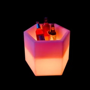 Custom Outdoor Party Large Insulated Beer Wine Champagne Led White Plastic Square Ice Bucket
