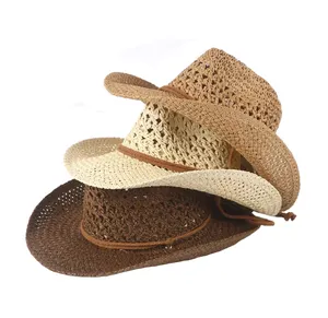 Wide Brim Sunproof Straw Hat Summer Outdoor Traveling Breathable Beach Hat Fishing Bucket Hat With Windbreak Rope