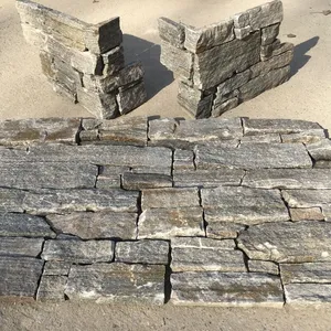 Revestimiento de pared de cuarzo y piedra Natural para interiores y exteriores, panel de revestimiento de pared de plata para piedra de cultivo de roca