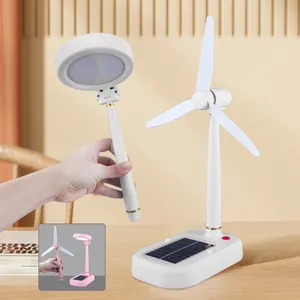 New Nordic năng lượng mặt trời Powered fan với ánh sáng máy tính để bàn đèn USB & năng lượng mặt trời có thể sạc lại xách tay Máy tính để bàn phòng ngủ bảng LED đèn bàn