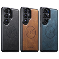 Coque de téléphone SUTENI pour Samsung S26 Ultra avec chargement magnétique sans fil, texture lisse effet cire, cuir synthétique de luxe pour Galaxy S25 Plus S24