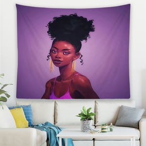 <span class=keywords><strong>Jolie</strong></span> fille africaine Femme noire Tapisserie murale imprimée avec logo personnalisé pour la décoration intérieure - Product Image 5