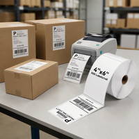 100x150 Gulungan Label Perekat Termal Langsung 4x6 Stiker Kompatibel Tahan Air Sensitif Panas Permukaan Barcode Termal Promosi