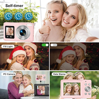 Kamera Digital Layar Ganda DC06S 2.4" IPS LCD + Layar Depan 1.3" Zoom 18X Video 1080P Sensor CMOS Autofokus untuk Natal