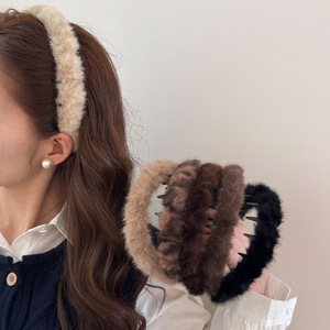 Diadema <span class=keywords><strong>de</strong></span> Tela Afelpada con Dientes para Otoño/Invierno, 14 cm, para Mujer, para Lavar la Cara y el Cabello - Product Image 1
