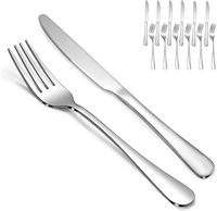 Ensemble de 12 couteaux avec 6 couteaux à dîner et 6 fourchettes à dîner, finition miroir, ensemble de couverts pour la maison, le restaurant et l'hôtel