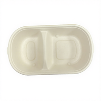 Bagasse 2-delige afhaallocatiebox 850ml 1000ml rechthoekige voedselcontainer met deksel voor kamperen, reizen, restaurant