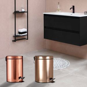 Poubelles rondes à pédale en acier inoxydable 3L 5L 7L 12L 20L 30L, poubelle à pédale en métal laiton cuivre avec couvercle plat à fermeture automatique - Product Image 5