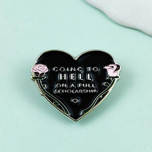 Broche Personalizado con Frase en Inglés y Flor, Accesorio <span class=keywords><strong>de</strong></span> Ropa <span class=keywords><strong>de</strong></span> Metal Esmaltado a la Moda, Insignia Versátil, Disponible - Product Image 2