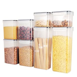 Paquete de <span class=keywords><strong>8</strong></span> contenedores de almacenamiento de <span class=keywords><strong>cereales</strong></span> secos herméticos sin BPA de plástico PP de grado alimenticio ecológicos para obsequios uso en la cocina - Product Image 1