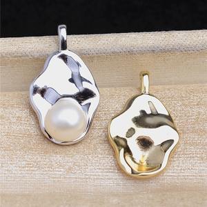 Componentes de Joyería de Plata S925, Colgante Barroco, Soporte Hueco para Perla Alienígena, Placa Ligera de 8-10 mm, Cóncavo Convexo - Product Image 1